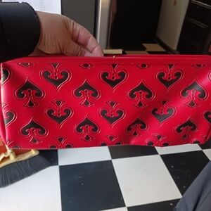 Lux de Ville Red and Black Heart Pattern Clutch